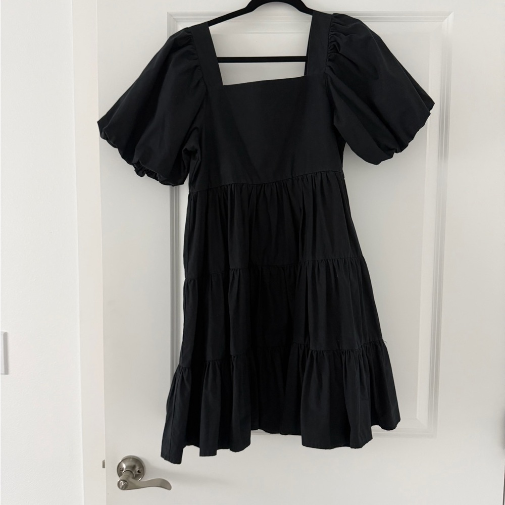 OAK + FORT Black Tiered Mini Dress